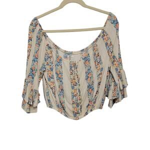 Haute Project Ruffle Sleeve Crop Top Boho Prairiecore XL 611